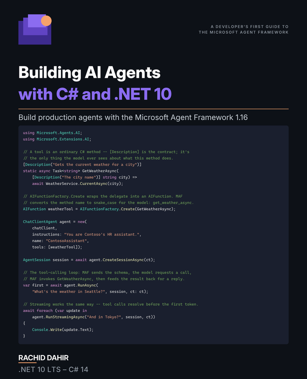 Cover of Building AI Agents with C# and .NET 10 by Rachid Dahir